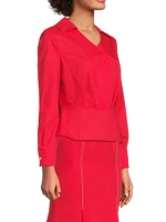 Surplice Neck Peplum Blouse