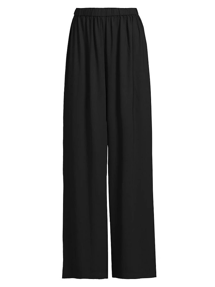 Elasticized Wide-Leg Pants