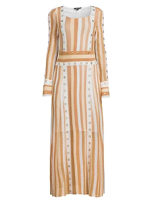 Striped Grommet Maxi Dress