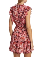 Muriel Floral Silk Chiffon Minidress