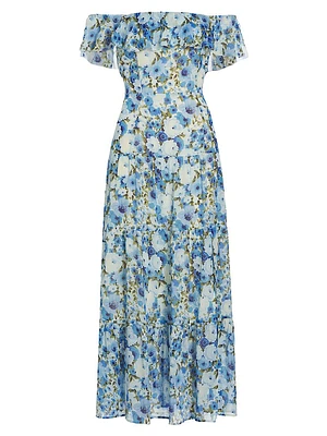 Carmelia Floral Silk Chiffon Maxi Dress