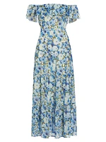 Carmelia Floral Silk Chiffon Maxi Dress