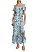 Carmelia Floral Silk Chiffon Maxi Dress