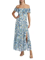 Carmelia Floral Silk Chiffon Maxi Dress