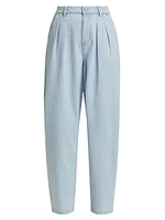 Bella Pleated High-Rise Tapered Denim Trousers