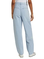 Bella Pleated High-Rise Tapered Denim Trousers