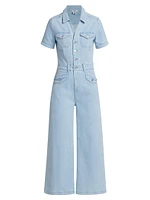 Harper Stretch Denim Cropped Wide-Leg Jumpsuit