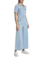 Harper Stretch Denim Cropped Wide-Leg Jumpsuit