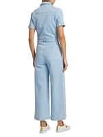 Harper Stretch Denim Cropped Wide-Leg Jumpsuit