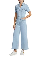 Harper Stretch Denim Cropped Wide-Leg Jumpsuit