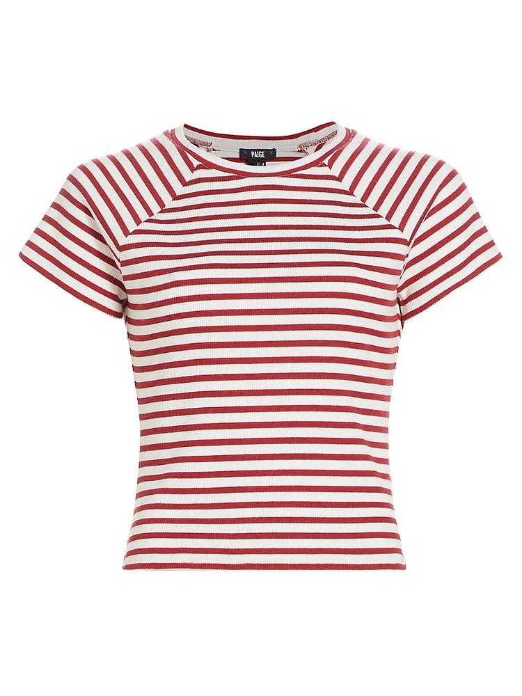 Bijou Striped Rib-Knit Crewneck T-Shirt