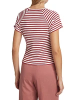 Bijou Striped Rib-Knit Crewneck T-Shirt