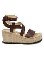 LOEWE x Paula's Ibiza Petal Leather Espadrille Wedge Sandals