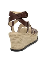 LOEWE x Paula's Ibiza Petal Leather Espadrille Wedge Sandals