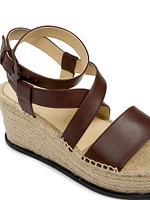 LOEWE x Paula's Ibiza Petal Leather Espadrille Wedge Sandals