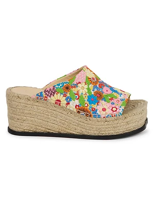 LOEWE x Paula's Ibiza Floral-Embroidered Canvas Espadrille Sandals