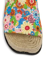 LOEWE x Paula's Ibiza Floral-Embroidered Canvas Espadrille Sandals