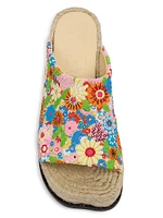 LOEWE x Paula's Ibiza Floral-Embroidered Canvas Espadrille Sandals