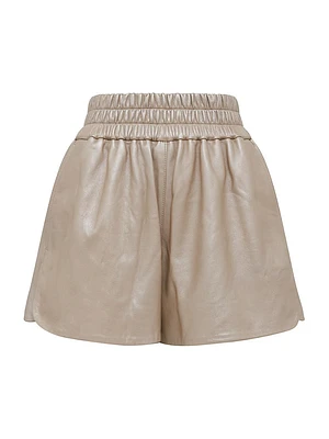 Sultan High-Waisted Leather Lame Shorts