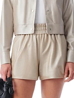 Sultan High-Waisted Leather Lame Shorts