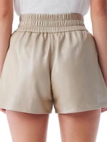 Sultan High-Waisted Leather Lame Shorts