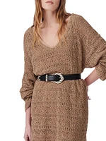 Lizami V-Neck Crochet Mini Dress