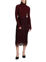 Silk Fringed Midi-Skirt