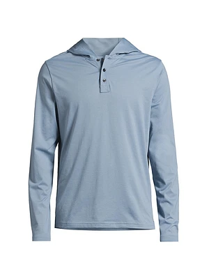 Cotton-Blend Henley Hoodie