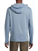 Cotton-Blend Henley Hoodie