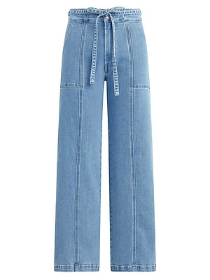 Belted Wide-Leg Jeans