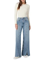 James Wide-Leg Split-Hem Jeans