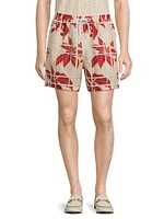 Bermuda Bay Hibiscus Linen Shorts