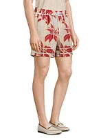 Bermuda Bay Hibiscus Linen Shorts