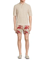 Bermuda Bay Hibiscus Linen Shorts