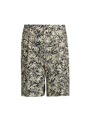 Joetsu Flower Pleated Bermuda Shorts