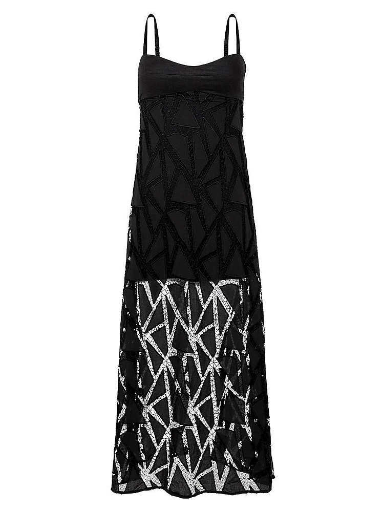 Solid Eleni Geometric Lace Maxi Dress