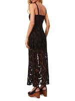 Solid Eleni Geometric Lace Maxi Dress