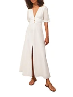 Irida Linen-Blend Midi-Dress