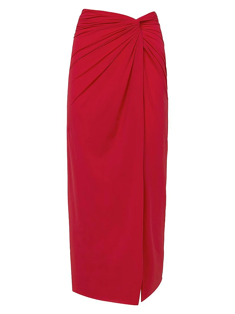 Solid Karen Knotted Cover-Up Midi Skirt