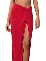 Solid Karen Knotted Cover-Up Midi Skirt