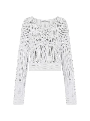 Kettie V-Neck Crochet Sweater