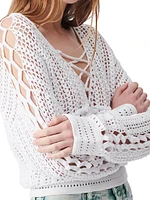 Kettie V-Neck Crochet Sweater