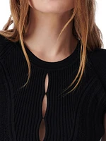 Nabi Round Neck Cut-Out Sweater