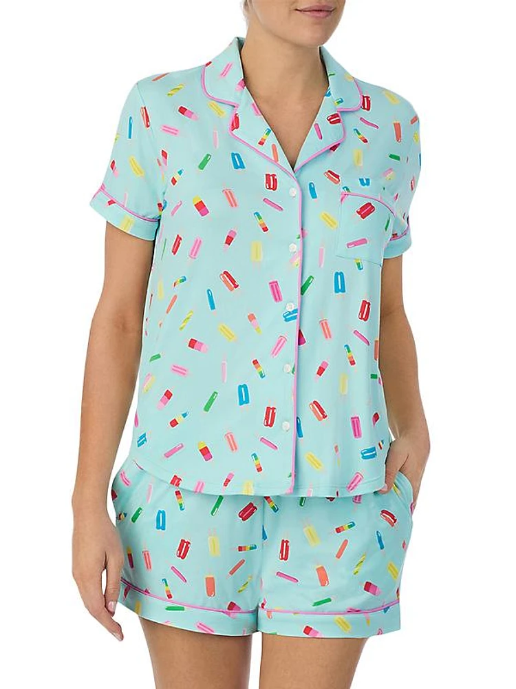 Printed Boxer Short-Sleeve Pajamas