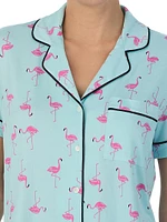 Flamingo-Print Cropped Pajama Set