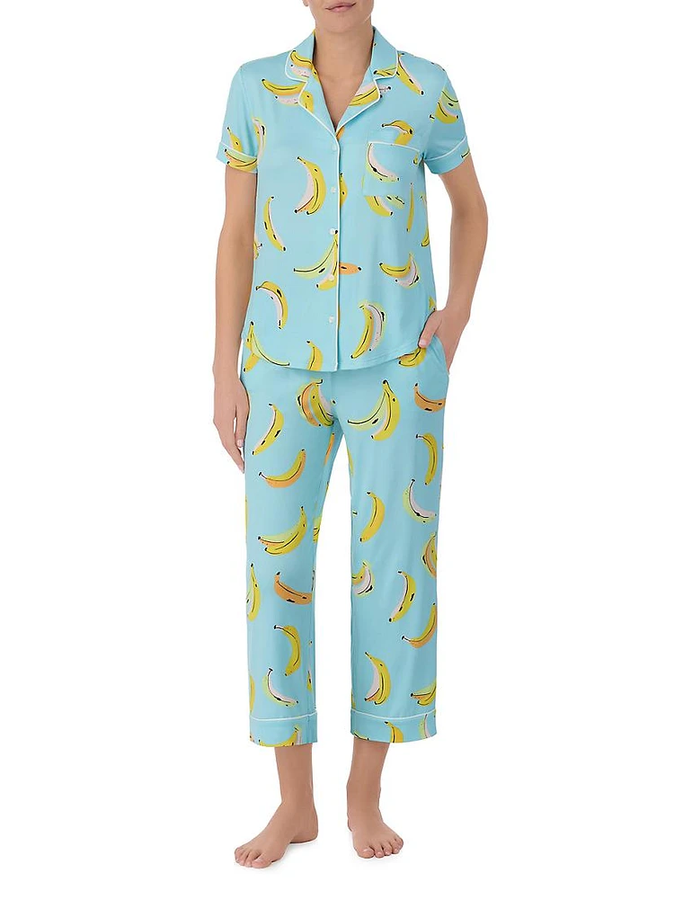 Banana Short-Sleeve Cropped Pajamas