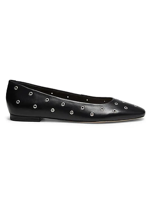 Grommet Leather Ballet Flats