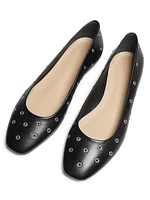 Grommet Leather Ballet Flats