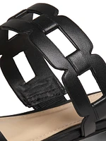 Chain-Link Metallic Leather Sandals