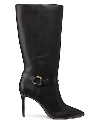 90MM Ring-Detailed Stiletto Leather Boots